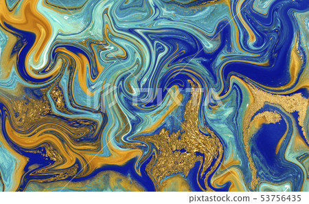 Marble abstract acrylic background. Blue marbling artwork texture. Agate ripple pattern. Gold powder Marble abstract acrylic background. Blue marbling artwork texture. Agate ripple pattern. Gold powder 53756435