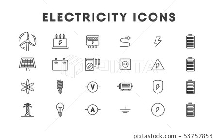 Electricity thin line icon set. Energetics. Vector Electricity thin line icon set. Energetics. Vector 53757853