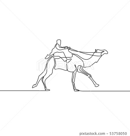 Continuous line drawing running Rider Camel.... - Stock Illustration ...