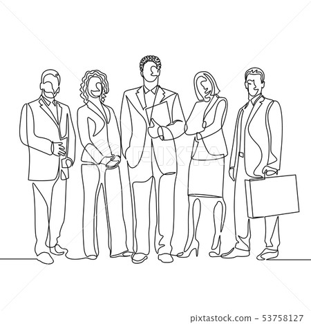 Continuous one line drawing team office workers 53758127