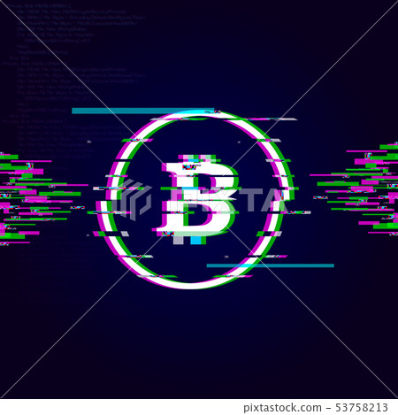 Glitch Bitcoin sign,crypto currency glitch effect. Glitch Bitcoin sign,crypto currency glitch effect. 53758213