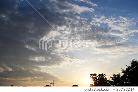 晚上風景風景黃昏郊區櫪木縣關東日本晴雲電線生活 晚上風景風景黃昏郊區櫪木縣關東日本晴雲電線生活 53758214