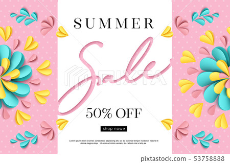Vector summer sale banner design. Paper style. Vector summer sale banner design. Paper style. 53758888