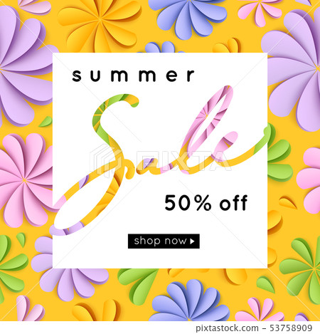 Vector summer sale banner design. Paper style. Vector summer sale banner design. Paper style. 53758909