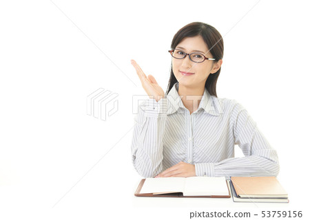 Guide smiling business woman Guide smiling business woman 53759156