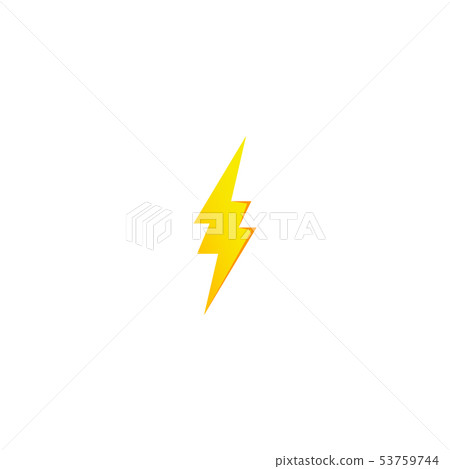 Simple yellow thunderbolt icon. Thunder, bolt and Simple yellow thunderbolt icon. Thunder, bolt and 53759744