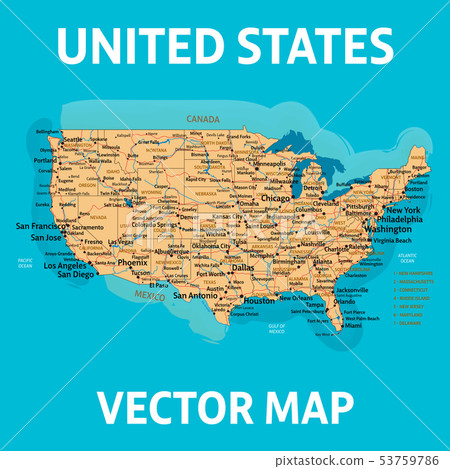 US vector map. Map of United States of America. - Stock Illustration ...