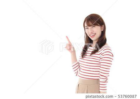 A young lady with pointing pose A young lady with pointing pose 53760087