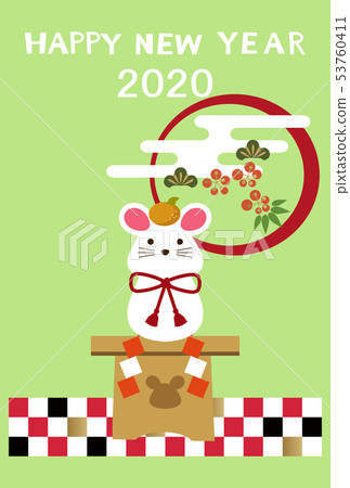 新年賀卡。一隻兩年的鼠的例證。 2020 53760411