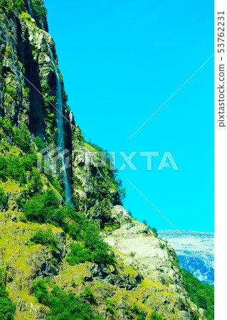 Beautiful waterfall in Norway fjords Beautiful waterfall in Norway fjords 53762231