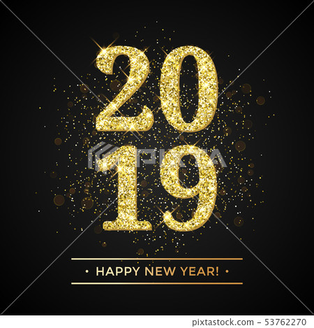 Happy New Year golden glitter confetti vector card - Stock Illustration ...