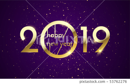 2019 Happy New Year golden glitter vector card - Stock Illustration ...