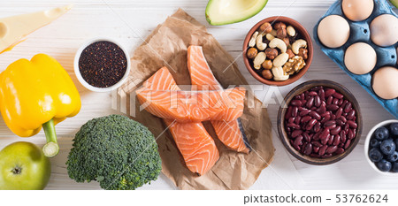 Keto diet . Healthy background . 53762624