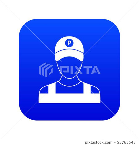 Parking attendant icon digital blue 53763545