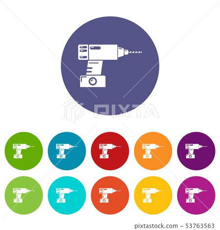 Drill icons set vector color Drill icons set vector color 53763563