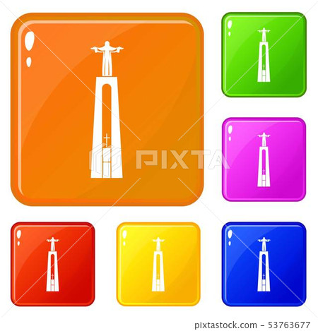 Christ statue icons set vector color-插圖素材 [53763677] - PIXTA圖庫