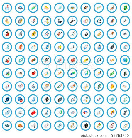 100 device icons set, isometric 3d style 53763700