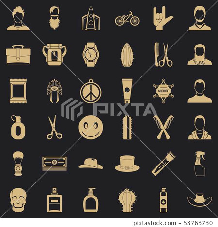 Barber icons set, simple style Barber icons set, simple style 53763730