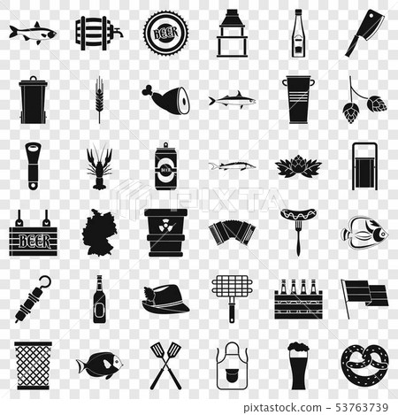 Beer drink icons set, simple style 53763739