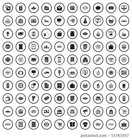 100 sale icons set, simple style 100 sale icons set, simple style 53763957