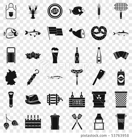 Cold beer icons set, simple style Cold beer icons set, simple style 53763958