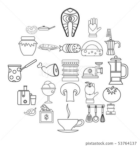 Jam icons set, outline style Jam icons set, outline style 53764137
