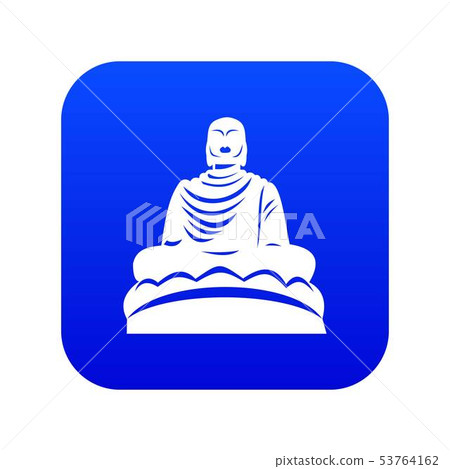 Buddha statue icon digital blue Buddha statue icon digital blue 53764162