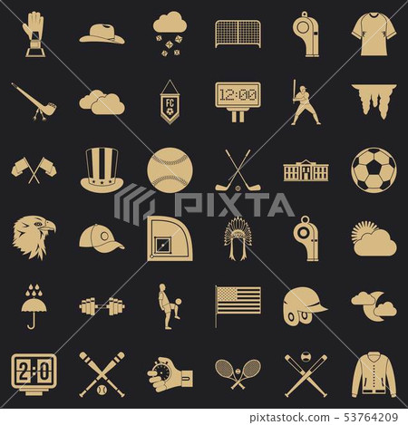 Baseball field icons set, simple style 53764209