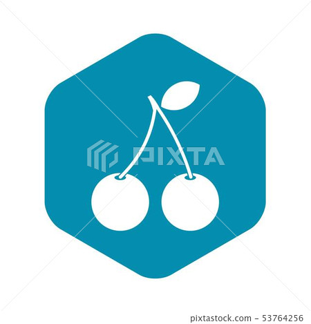 Two ripe cherry berries icon, simple style - Stock Illustration ...