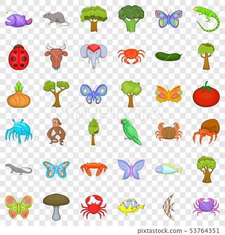 Wildlife icons set, cartoon style Wildlife icons set, cartoon style 53764351