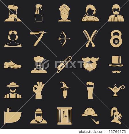 Haircuts icons set, simple style Haircuts icons set, simple style 53764373