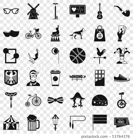 Bicycle icons set, simple style Bicycle icons set, simple style 53764376