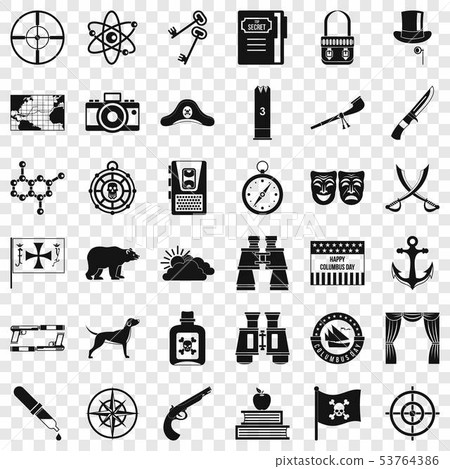 Adventure icons set, simple style Adventure icons set, simple style 53764386