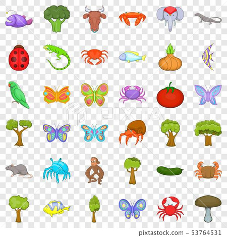 Nature icons set, cartoon style Nature icons set, cartoon style 53764531