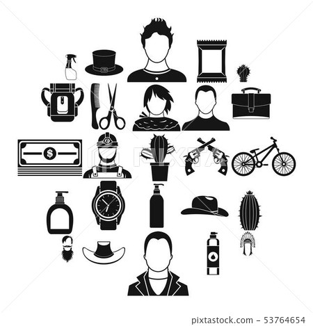 Wild west icons set, simple style Wild west icons set, simple style 53764654