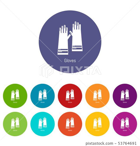 Gloves cleaning icons set vector color 53764691