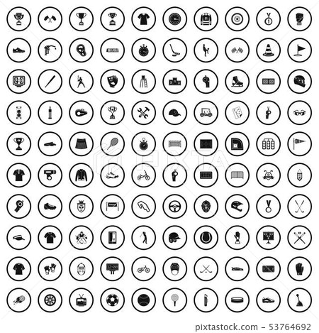 100 sports competition icons set, simple style 100 sports competition icons set, simple style 53764692