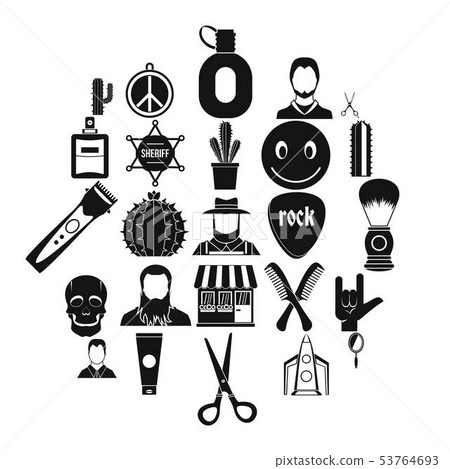 Different hairstyles icons set, simple style 53764693