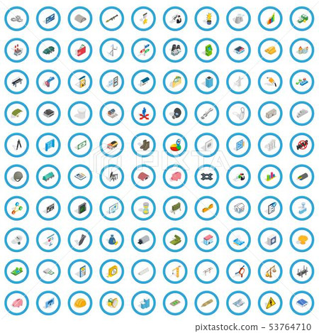100 economy icons set, isometric 3d style 53764710