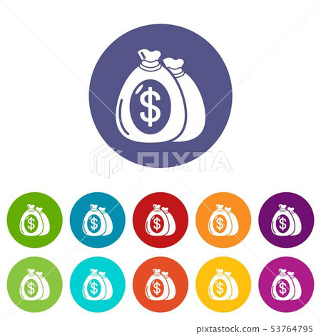 Money bag icons set vector color - Stock Illustration [53764795] - PIXTA