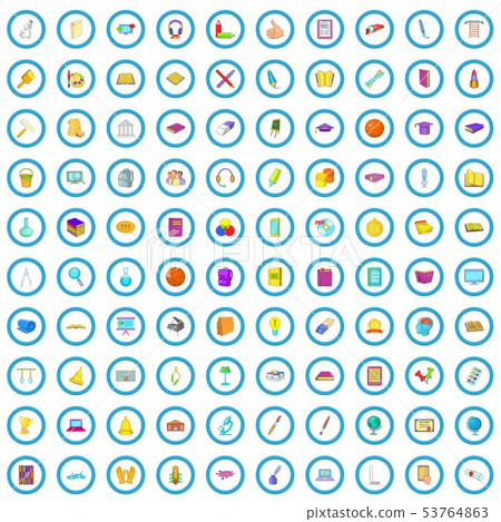 100 education icons set, cartoon style 53764863