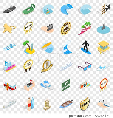 Marine icons set, isometric style Marine icons set, isometric style 53765160