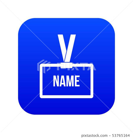 Plastic Name badge with neck strap icon digital blue 53765164