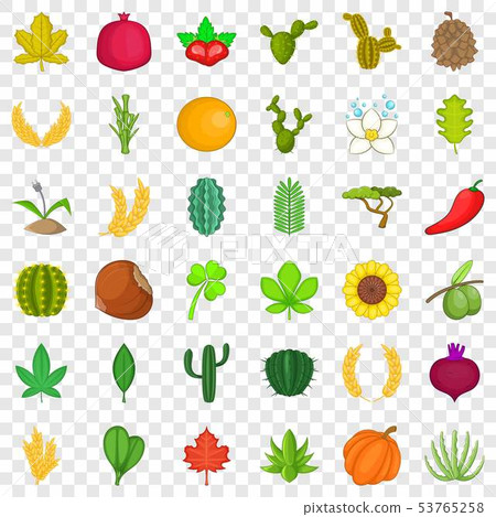 Nature plant icons set, cartoon style 53765258
