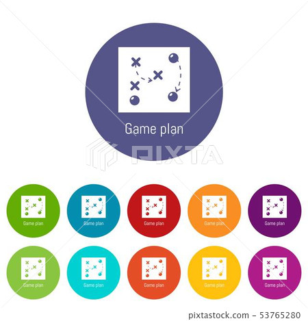 Game plan icons set vector color 53765280