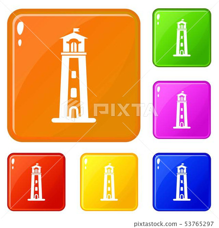 Beacon icons set vector color 53765297