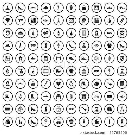 100 stylist icons set, simple style - Stock Illustration [53765306] - PIXTA