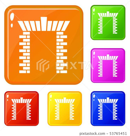Block gate icons set vector color 53765451