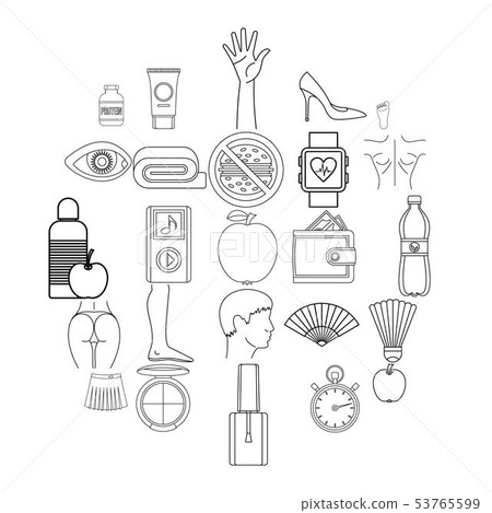 Beautiful body icons set, outline style Beautiful body icons set, outline style 53765599