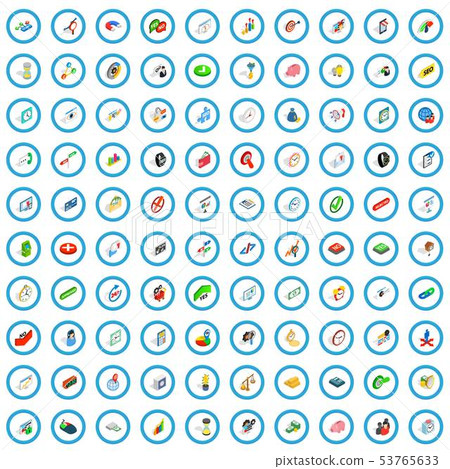 100 exchange icons set, isometric 3d style 53765633